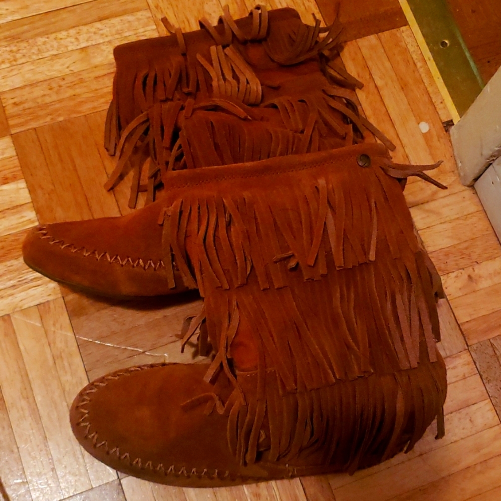 Suede calf high boots